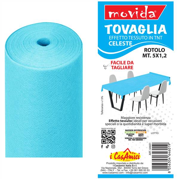 MOVIDA TOVAGLIA A ROTOLO TNT 5MTX1,2 CELESTE